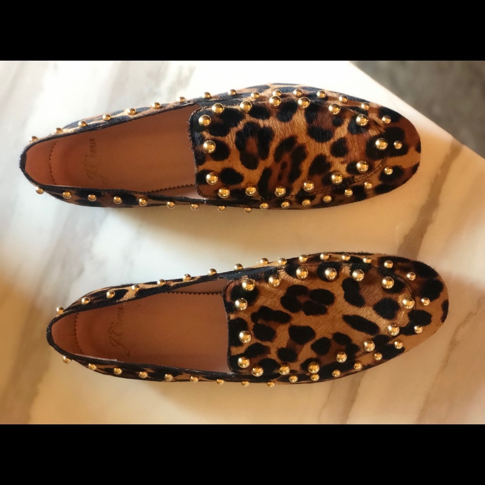 J.Crew Leopard Calf Hair Loafers - NIB - Sz 7